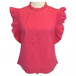 English Factory Pink Ruffled Sleeve Poplin Blouse, size M
